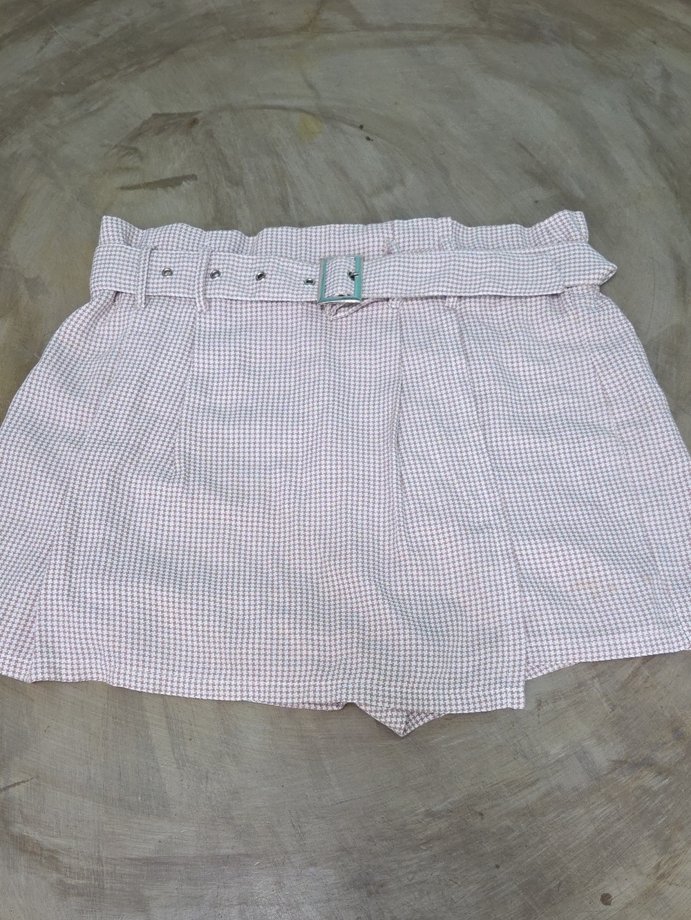 Haute Monde Gingham Paperbag Waist Shorts Skort